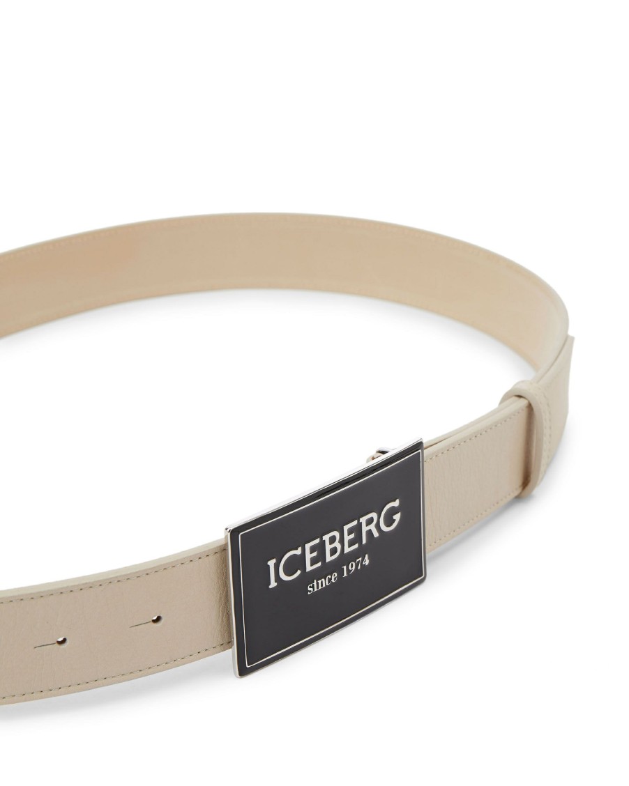 Men Iceberg Bags And Belt | Cream Heritage Logo Belt > Iceberg-us